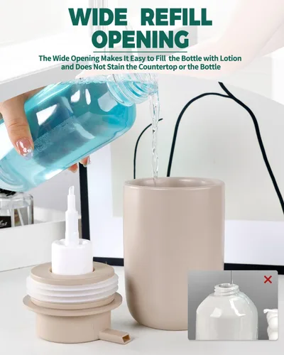 Miniatura 3 de BosilunLife Dispensador de jabón de espuma – Dispensador de espuma de cerámica para lavado de manos para baño, dispensador de jabón pequeño moderno