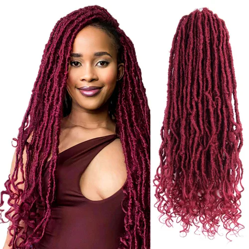 Miniatura 26 de Niseyo Wild Locs - Rastas sintéticas desgastadas de 14 pulgadas con extremos rizados, 8 paquetes de cabello largo y suave con bucles preformados
