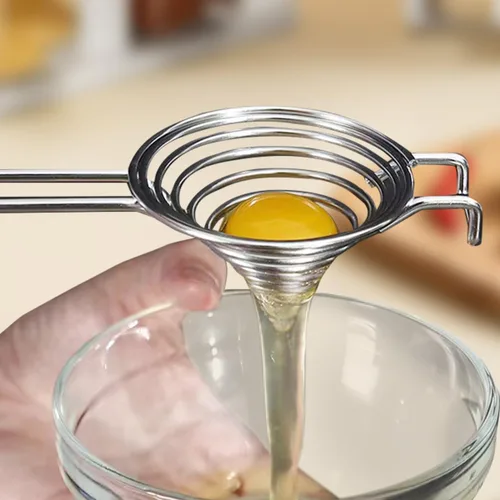 Miniatura 2 de Separador de huevos, separador de yema de huevo, blanco, acero inoxidable, filtro de tamizado de yema de huevo, herramienta de cocina para hornear