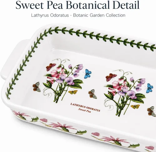 Miniatura 2 de Portmeirion Botanic Garden - Plato para lasaña Plato para hornear con motivo de guisantes dulces Mide 15 x 11 pulgadas Hecho de porcelana
