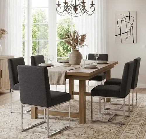 Miniatura 10 de Shunzhi Juego de 2 sillas de comedor modernas tapizadas de cuero PU, sillas de comedor de mediados de siglo, sillas laterales sin brazos, cómodas
