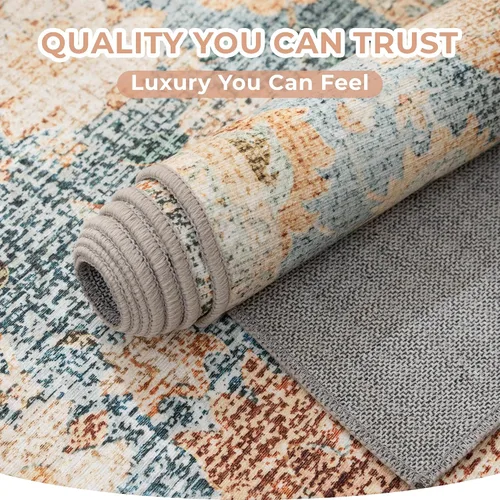 Miniatura 12 de Syalife 4x6 Alfombra Lavable para Área, Ultra Suave Antideslizante, Pila Baja, Alfombra Vintage Resistente a Manchas para Sala de Estar, Alfombra
