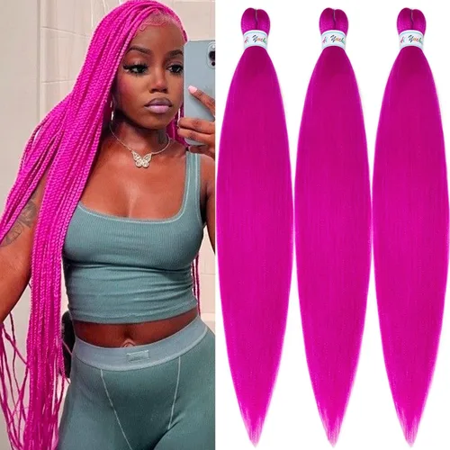 Miniatura 43 de Cabello para Trenzar Naranja Jengibre Pre-Estirado Kanekalo Cabello para Trenzar Pre-estirado 26 pulgadas Extensiones de Cabello Sintético