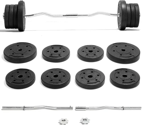 Miniatura 2 de Yes4All Standard Straight Barbell 60" & EZ Curl Bar 47", Capacity 200 to 480 LB, Weight Bar 1" to 2" Diameter - Star Lock Collars, Rubber Ring, I.