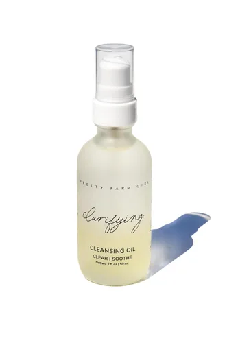 Pretty farm girl Aceite limpiador clarificante, desmaquillante ligero con aceites orgánicos, limpiador facial suave para todo tipo de piel, no grasa