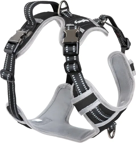 Miniatura 10 de DogTraxs Arnés para perro, marrón galleta, mediano Clip frontal sin tirones, paso ajustable, reflectante, hebillas de metal