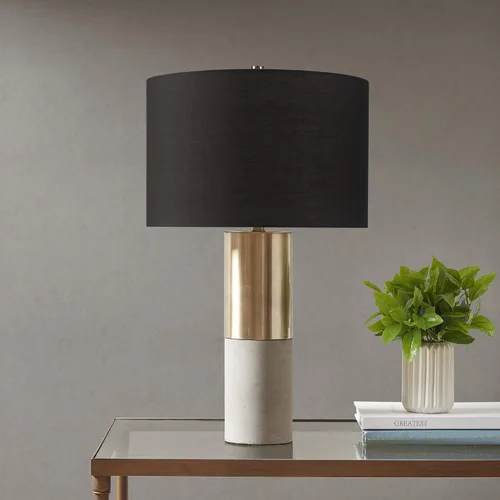 Miniatura 2 de Hampton Hill Fulton - Lámpara de escritorio, mesita de noche para dormitorio, luz moderna de metal de lujo, base de hormigón, pantalla de tambor