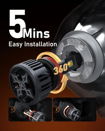 Miniatura 5 de HIKARI WINGS 2026 40000LM Bombillas LED H4 9003 de doble haz, 45W con chips centrales mejorados, kit LED de alto lúmen, 6000K, blanco frío, IP68
