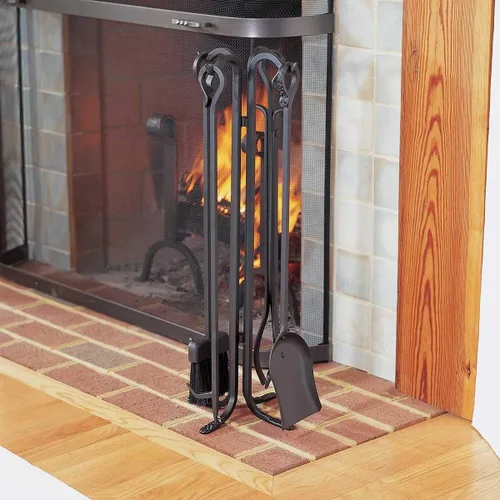 Miniatura 2 de Pilgrim Home and Hearth 18003 - Juego de herramientas para chimenea forjada, 28 pulgadas de alto, negro mate