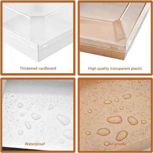 Miniatura 7 de 100 unidades de cajas para charcutería con tapas transparentes - Envases de comida ecológicos, portátiles y a prueba de fugas para varios manjares
