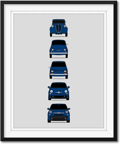 Miniatura 12 de Custom Car Posters Póster hecho a mano compatible con Fiat 500 generaciones e impresión de Fiat 500 (Topolino, 500 Nuova, 126, 500 L), multicolor