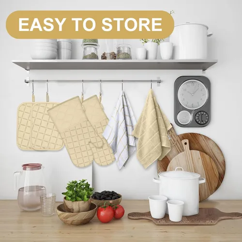 Miniatura 6 de Juego de agarraderas para horno y paños de cocina/Toallas de cocina y paños de limpieza, guantes de horno y toallas de cocina de 500 grados