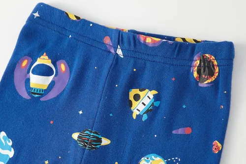 Miniatura 5 de Pijamas para niños, dinosaurio, cohete, espacio, 4 piezas, conjunto de ropa de dormir de 2 a 12 años