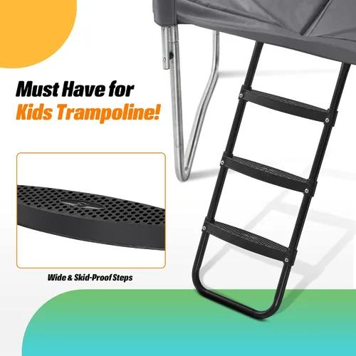Miniatura 7 de Exacme Trampolín rectangular de 7 x 10, 8 x 12, 9 x 14 pies, para niños, dobles aberturas de cerramiento, trampolín rectangular pequeño para Gris
