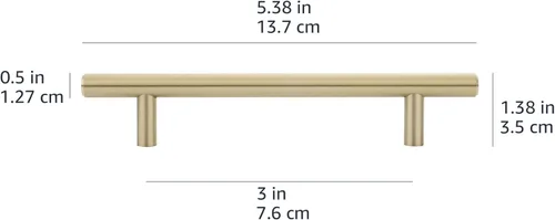 Miniatura 7 de Amazon Basics Manija Euro Bar para gabinete (1/2 pulgada de diámetro), 5.38 pulgadas de longitud (centro de agujero de 3 pulgadas), champán dorado