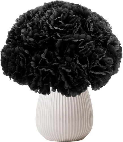 Miniatura 8 de Flor de clavel de seda, 50 flores artificiales, usadas para decoración de bodas DIY flores hechas a mano, flores de clavel de 3.5 pulgadas de Negro
