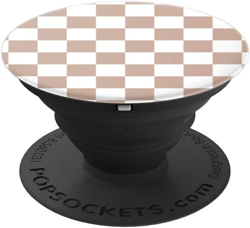 Miniatura 4 de Tablero de ajedrez marrón y blanco - Patrón a cuadros PopSockets estándar PopGrip