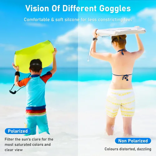 Miniatura 6 de Gafas de natación para niños, gafas de natación polarizadas para niños, visión amplia, antivaho sin fugas, gafas de natación para edades de 4 a 16