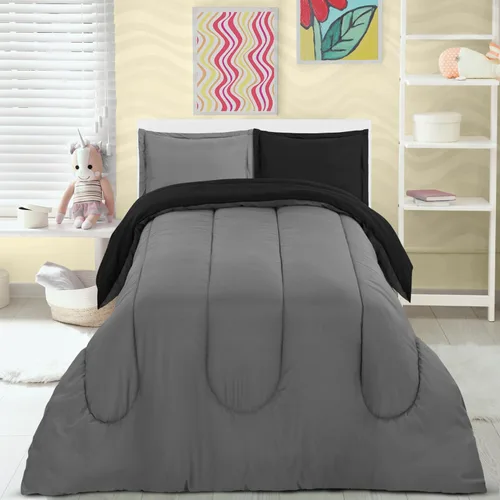 Miniatura 4 de Utopia Bedding - Juego de edredón reversible para todas las estaciones en negro y gris con 2 fundas de almohada, juego de ropa de cama de microfibra