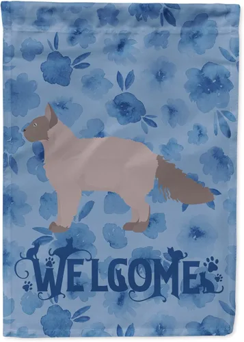 Miniatura 122 de Caroline's Treasures CK4813CHF - Bandera de bienvenida con gato abisinio azul, manga grande, para porche, para colgar en la pared, poliéster
