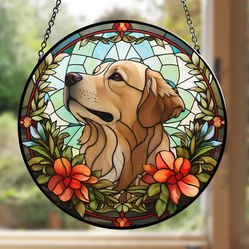 Wrappiness Atrapasoles personalizado para retrato de perro con vitrales – Foto personalizada para perros, regalo de condolencias más profunda por