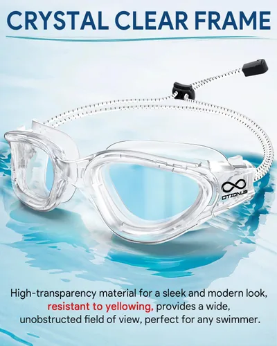 Miniatura 3 de Swim Goggles, Polarized Adult Swimming Goggles Bungee Strap No Hair Pulling Anti-fog Pool Goggles for Men Women 02-Transparente