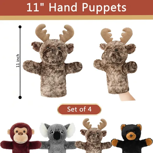 Miniatura 3 de Juego de marionetas de mano de animales de granja de 11 pulgadas, suaves y realistas, juguetes de cabra, cerdo, conejo, marioneta de rana para niños