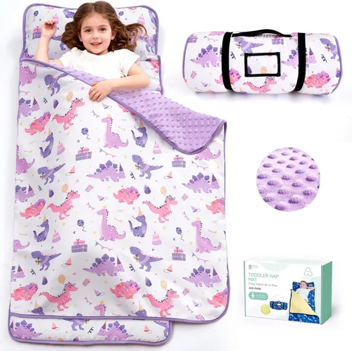 Miniatura 16 de ACRABROS Toddler Nap Mat with Pillow and Blanket, Large Rolled Napping Mats,Slumber Bags for Boys Girls,Kids Sleeping Bag for Daycare, Preschool