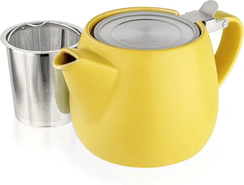 Miniatura 9 de Tealyra - Tetera pequeña de porcelana Pluto gris - 540ml (1-2 tazas) - Acabado único - Tapa de acero inoxidable e infusor extra fino para preparar