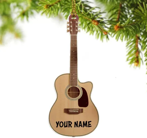 Miniatura 7 de Adorno de guitarra personalizado 2025, adorno de Navidad de guitarra acústica con nombre personalizado, regalo para guitarristas y amantes