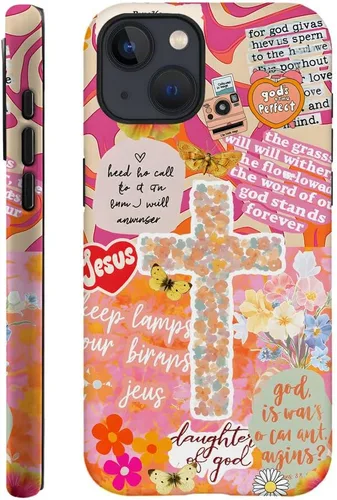 Miniatura 17 de DAIZAG Funda compatible con iPhone 13, funda duradera de protección contra golpes para niñas y mujeres, tema de retazos azul océano Tema