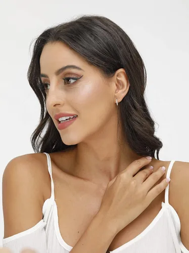 Miniatura 5 de 3 pares de aretes de aro pequeños de plata de ley con circonita cúbica Aretes de aro pequeños para cartílago para mujer