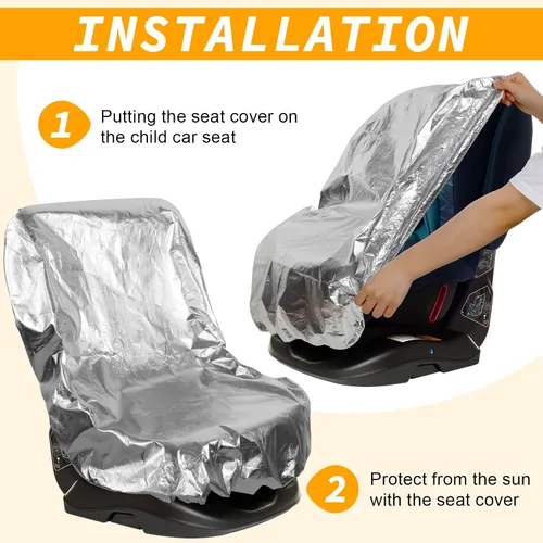 Miniatura 6 de BBTO 2 fundas para asiento de automóvil, protector reflectante para asiento de automóvil, protector reflectante para asiento de automóvil, Plateado