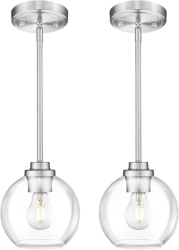 Miniatura 11 de Lámpara Colgante Moderna de Oro Pulido, Lámpara Colgante de Globo de 18 cm de Siglo Medio con Vidrio Transparente para Isla de Cocina, Comedor