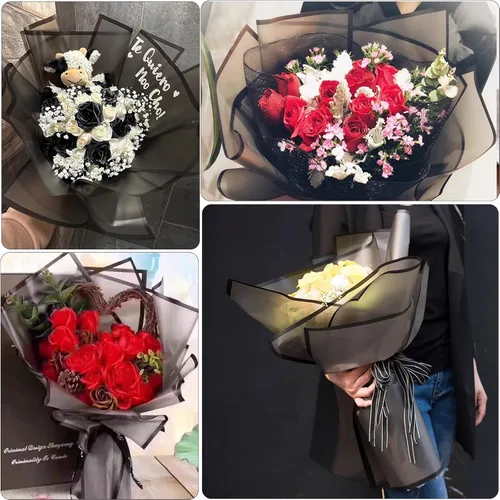 Miniatura 2 de VOWOVOSDAY 20 piezas de papel de regalo de flores, papel de regalo de ramo de flores para el día de San Valentín, suministros de ramo