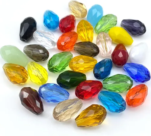 Miniatura 26 de 100 cuentas de cristal de lágrima de cristal facetadas en forma de agujero vertical sueltas para hacer joyas, pulseras, collares, costura, Ámbar