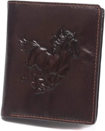 Miniatura 26 de Hombres Cool Eagle Wolf Caballo Totem Cuero Vaca Vertical Cartera Cremallera Multi-tarjeta Titular, Tótem de caballo, Minimalista