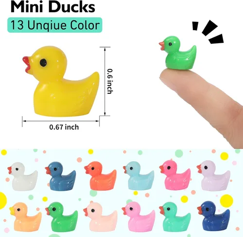 Miniatura 2 de Rachan 130 piezas de mini patos de resina a granel para paisajes en miniatura, jardín, acuario, accesorios en maceta, juego de broma para el hogar