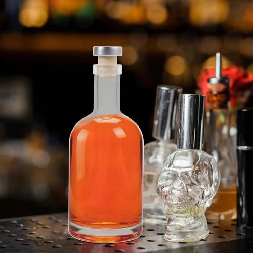 Miniatura 7 de SHOWERORO 2 decantadores de vidrio transparente grueso para botella de licor, resistente, base elegante diseño para bar en el hogar y uso, fácil