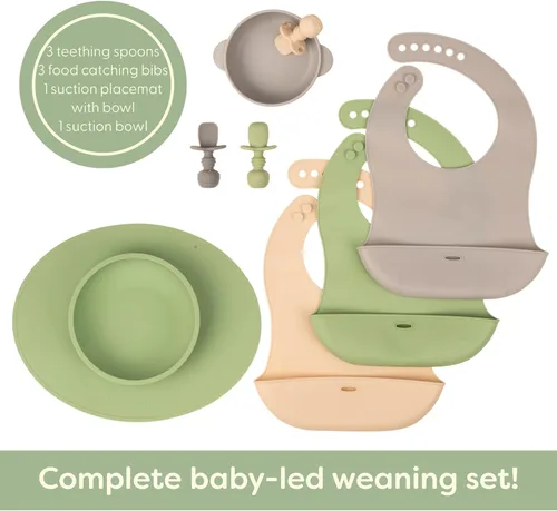 Miniatura 2 de Suministros de alimentación de destete para bebés con luz LED - UpwardBaby - Juego de alimentación para bebés - Cuenco de silicona con ventosa