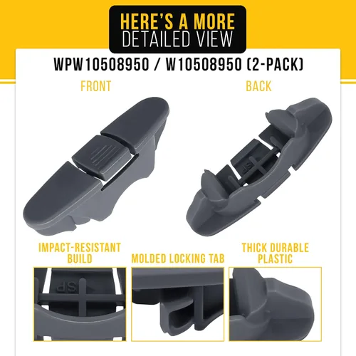 Miniatura 3 de PartsBroz WPW10508950 W10508950 Clip de tope de riel deslizante para lavavajillas (paquete de 2) para Whirlpool WDF520PADM7 WDT730PAHZ0 MDB4949SHZ0