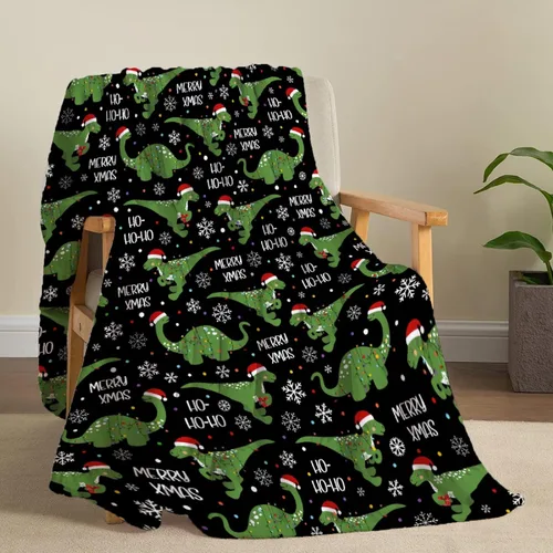 Miniatura 3 de Regalos de Mantas de Dinosaurio de Navidad Súper Suaves y Ligeras de Franela para Niños, Adultos, Adecuadas para Sofá, Cama, Campamento, Viajes
