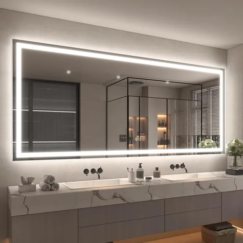 Miniatura 21 de 40x32 Espejo LED inteligente para baño, espejo de tocador regulable con luces, espejo de maquillaje retroiluminado y frontal para pared, antivaho
