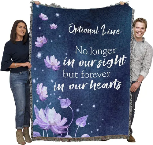 Miniatura 26 de Pure Country Weavers Manta con texto en inglés "I Am The Gentle Breeze Upon Your Face" con diseño de flores, para regalo de duelo y condolencia
