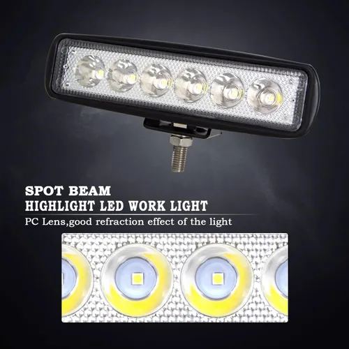 Miniatura 3 de AUXTINGS 6 pulgadas 15 cm 18 W Mini Luz de Trabajo LED Ultra Delgada, Luz de Punto LED, Luces de Conducción 12 V 24 V, Luces Antiniebla Todo Terreno