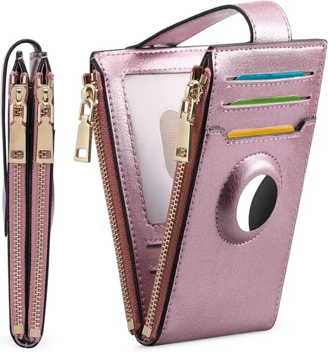 FALAN MULE Billetera para AirTag para mujer con funda integrada para AirTag, AO-Púrpura, Minimalista