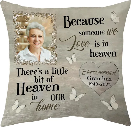 Hyturtle Almohada conmemorativa personalizada de condolencias con relleno, 12 x 12 pulgadas, doble cara impresa con nombre personalizado, sofá,