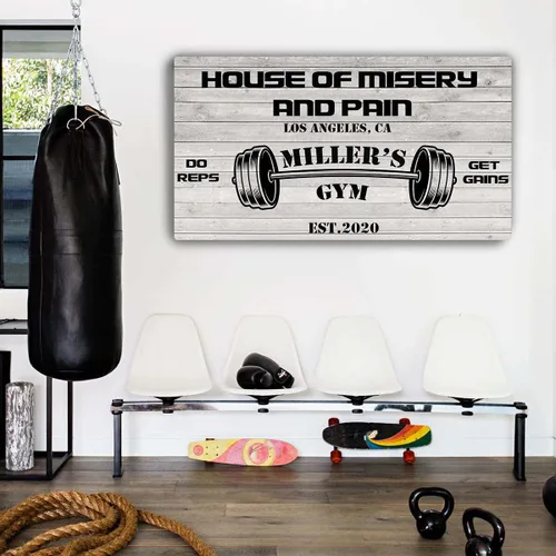Miniatura 9 de Tailored Canvases Letrero de Gimnasio Personalizado Arte de Pared Decorativo - Lienzo Motivacional para Gimnasio en Casa, Sala de Entrenamiento