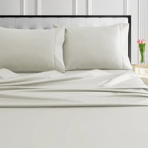 Miniatura 7 de Tribeca Living Sábanas de algodón egipcio de 1000 hilos, tamaño King, tejido de satén lujoso y ultrasuave, juego de sábanas de 4 piezas con bolsillo