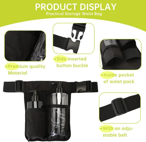 Miniatura 3 de Cinturón de funda de aceite de masaje, bolsa ajustable para 2 botellas, herramienta profesional para terapeuta de masaje, solo bolsa, no incluye